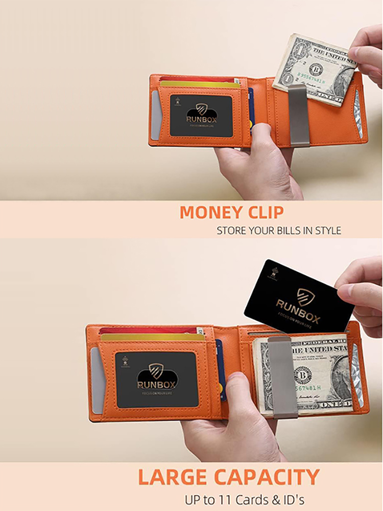 Leather Bifold RFID Slim Money Clip Wallet (5) Leather Bifold RFID Slim Money Clip Wallet (5)
