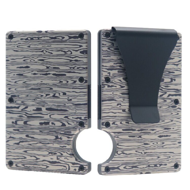 Burnt Damascus Steel RFID Cash Strap Wallet (2) Burnt Damascus Steel RFID Cash Strap Wallet (2)