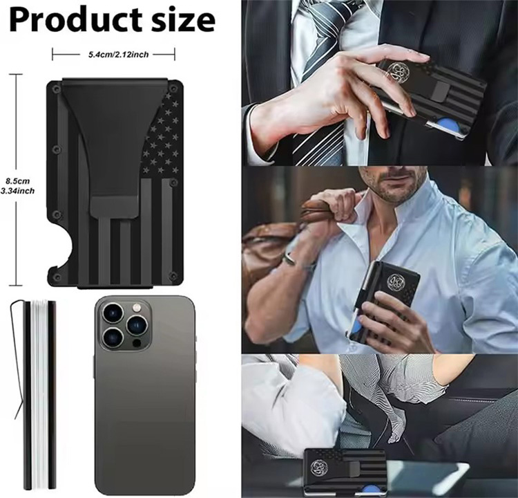 Minimalist American Flag Metal RFID Wallet (3) Minimalist American Flag Metal RFID Wallet (3)