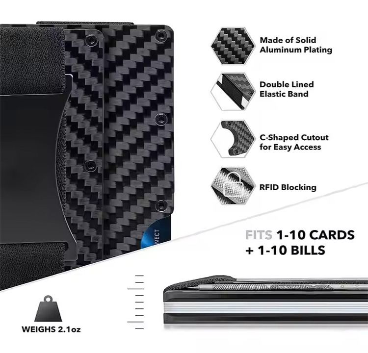 Carbon Fiber Metal RFID Wallet with Strap (5) Carbon Fiber Metal RFID Wallet with Strap (5)