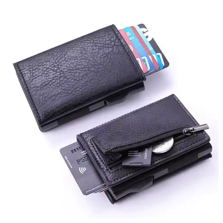 Pop-Up RFID leather magnetic Wallet with zipper (5) Pop-Up RFID leather magnetic Wallet with zipper (5)