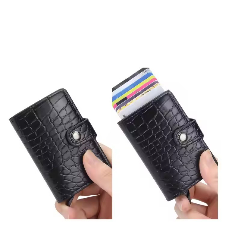 Anti-Theft Crocodile Leather Pop-Up Card Holder (2) Anti-Theft Crocodile Leather Pop-Up Card Holder (2)
