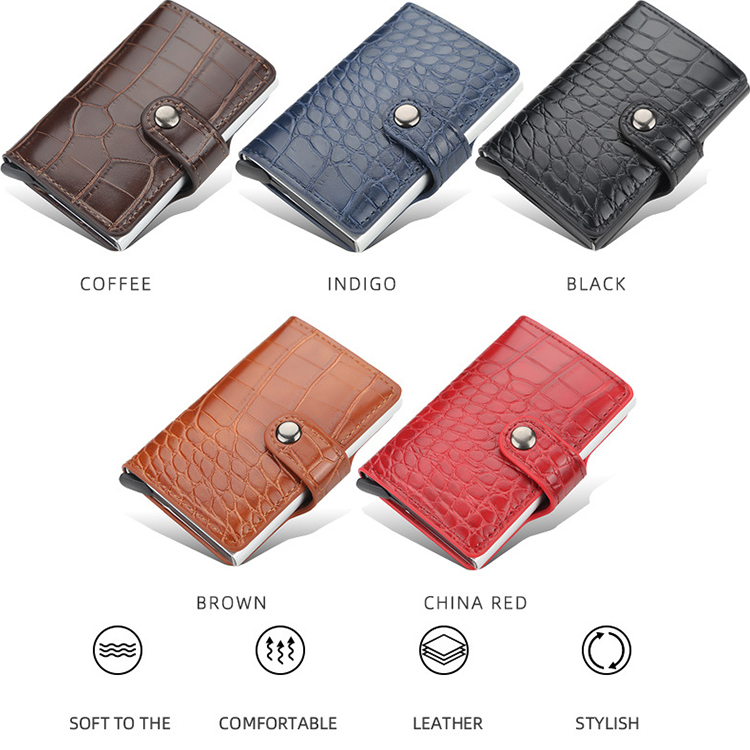 Anti-Theft Crocodile Leather Pop-Up Card Holder (7) Anti-Theft Crocodile Leather Pop-Up Card Holder (7)