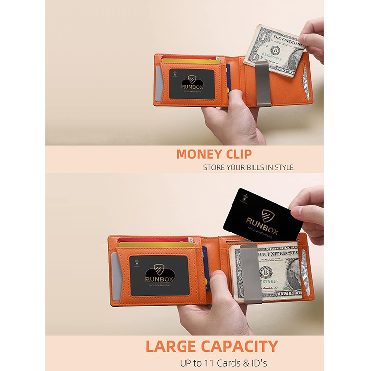 Leather Bifold RFID Slim Money Clip Wallet (5) Leather Bifold RFID Slim Money Clip Wallet (5)