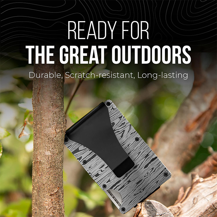 Burnt Damascus Steel RFID Cash Strap Wallet (7) Burnt Damascus Steel RFID Cash Strap Wallet (7)