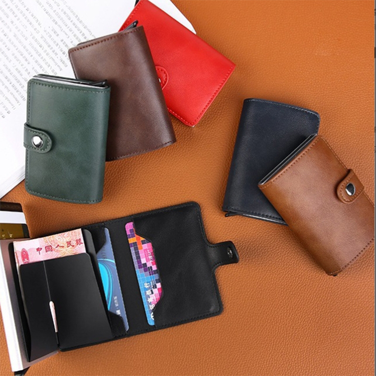 Leather RFID Pop Up Card Holder Wallet (6) Leather RFID Pop Up Card Holder Wallet (6)
