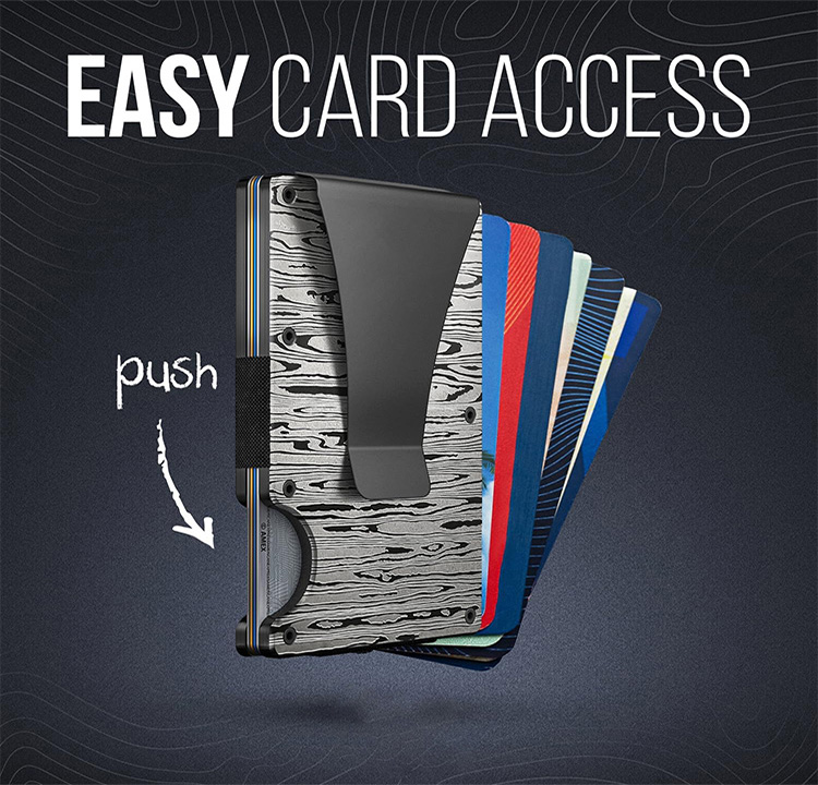 Burnt Damascus Steel RFID Cash Strap Wallet (6) Burnt Damascus Steel RFID Cash Strap Wallet (6)