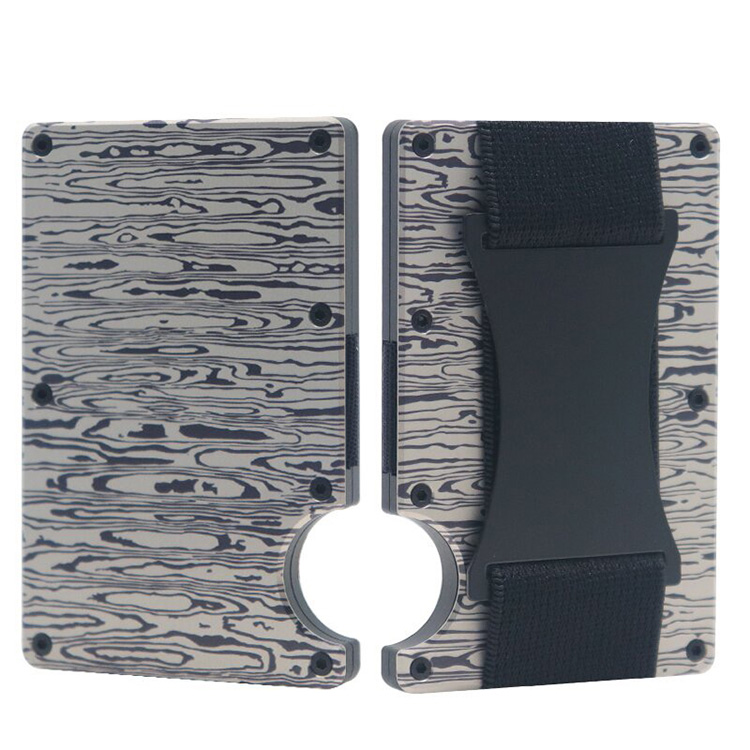 Burnt Damascus Steel RFID Cash Strap Wallet (1) Burnt Damascus Steel RFID Cash Strap Wallet (1)
