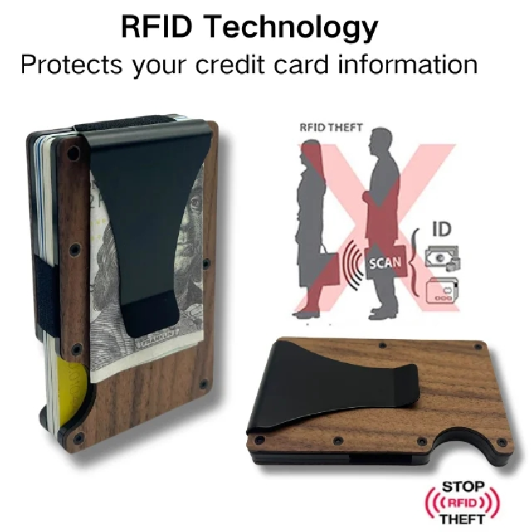 Minimalist Walnut Wood RFID Blocking Card Holder (1) Minimalist Walnut Wood RFID Blocking Card Holder (1)