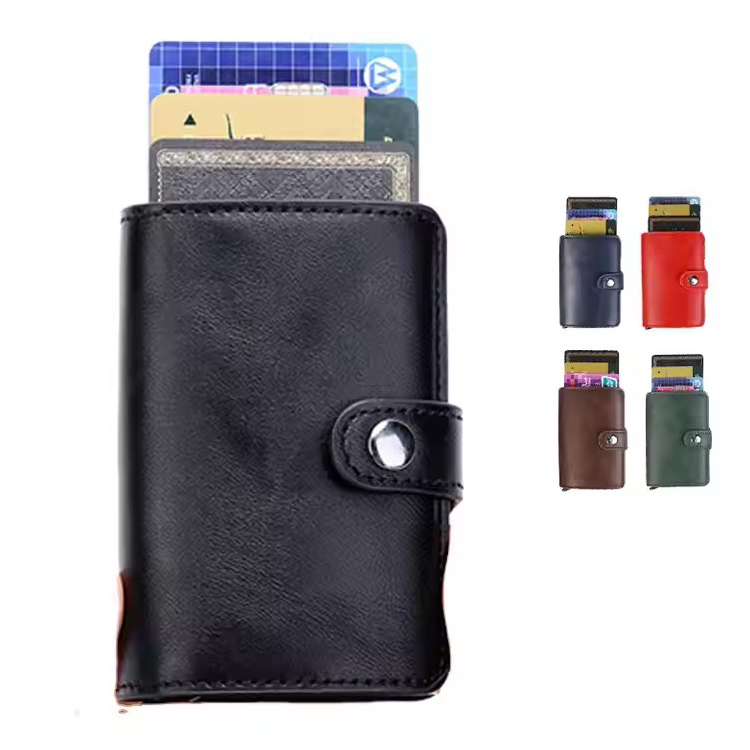 Leather RFID Pop Up Card Holder Wallet (3) Leather RFID Pop Up Card Holder Wallet (3)