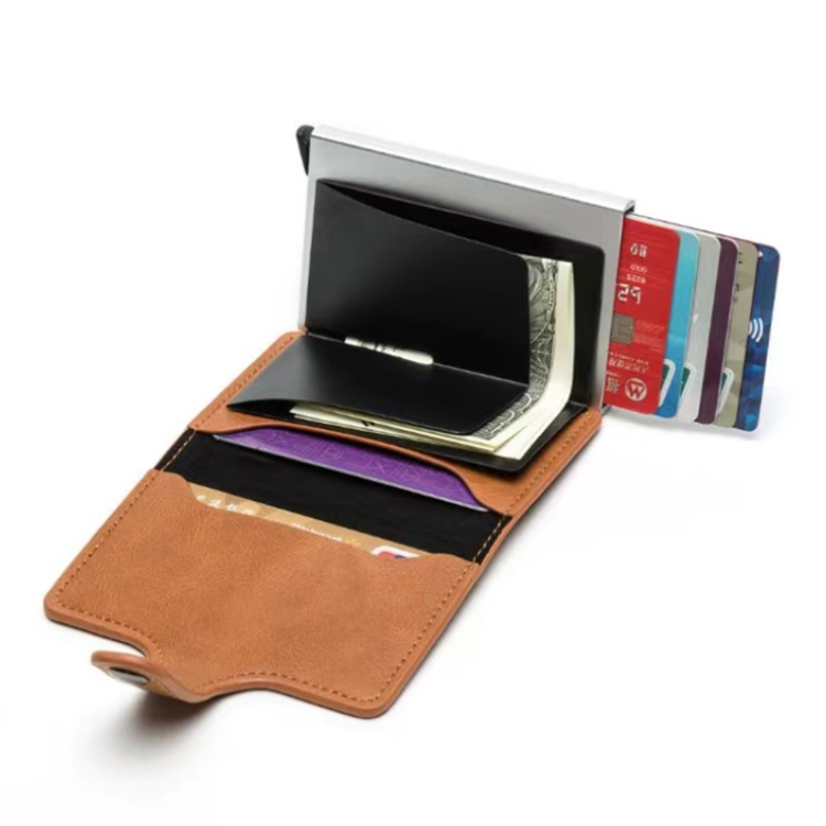 Leather RFID Pop Up Card Holder Wallet (5) Leather RFID Pop Up Card Holder Wallet (5)