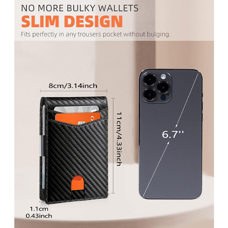 Leather Bifold RFID Slim Money Clip Wallet (4) Leather Bifold RFID Slim Money Clip Wallet (4)