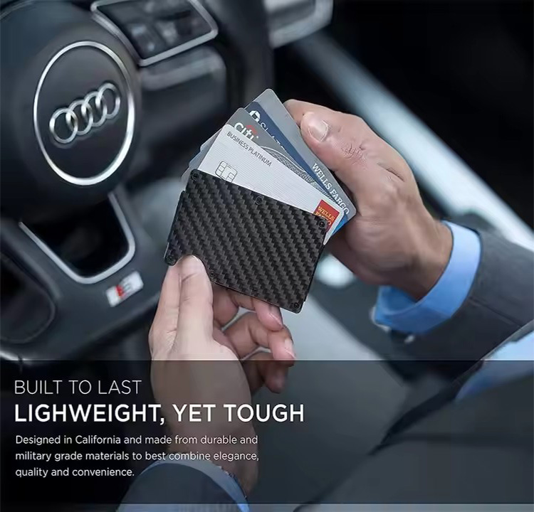 Carbon Fiber Metal RFID Wallet with Strap (6) Carbon Fiber Metal RFID Wallet with Strap (6)
