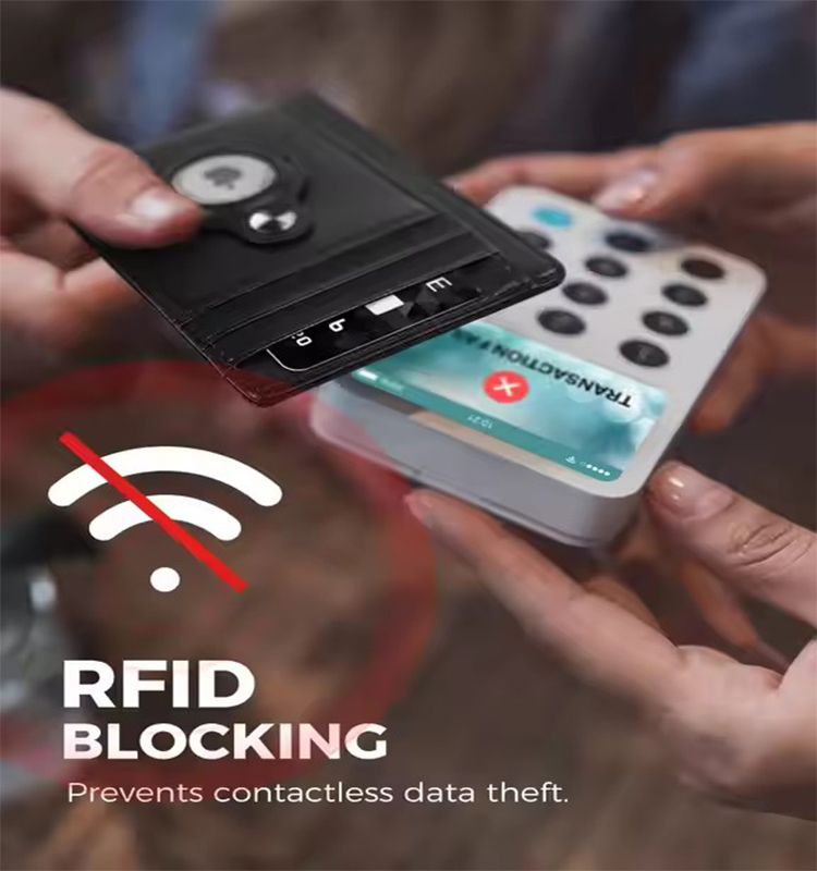 Leather RFID Blocking AirTag Tracking Wallet (3)