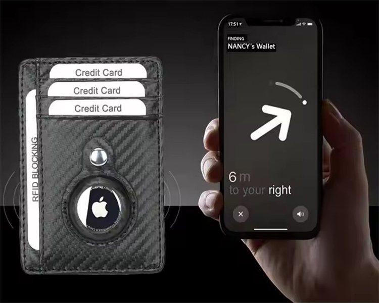 Leather RFID Blocking AirTag Tracking Wallet (4)