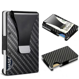 Carbon Fiber RFID Card Wallet with Clip