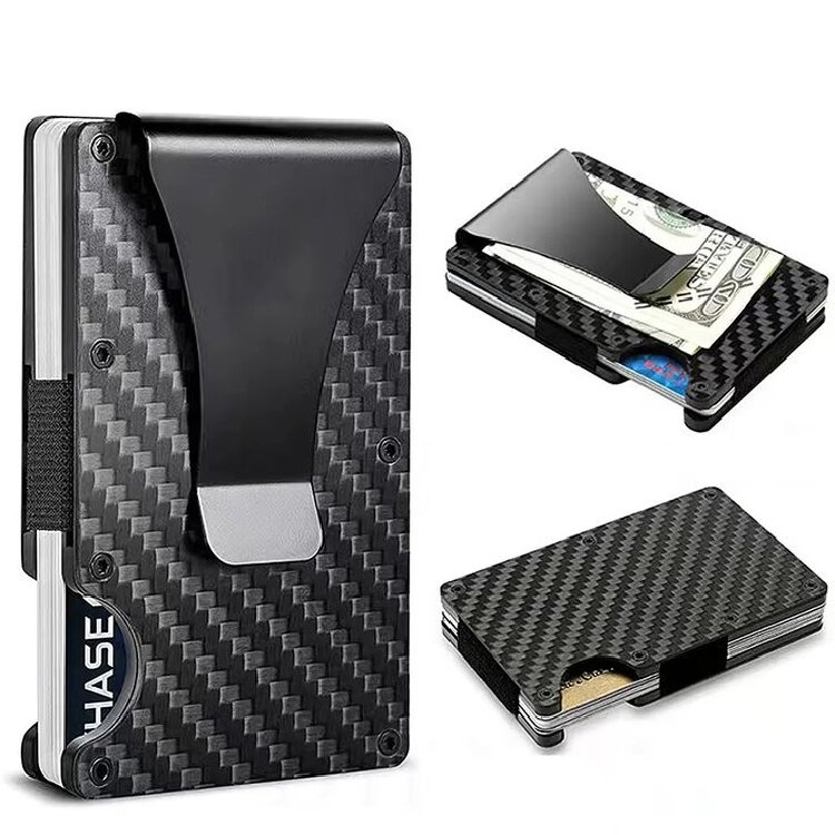 Carbon Fiber RFID Card Wallet with Clip