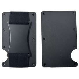 Leather Aluminum Wallet With Elastic Cash Strap