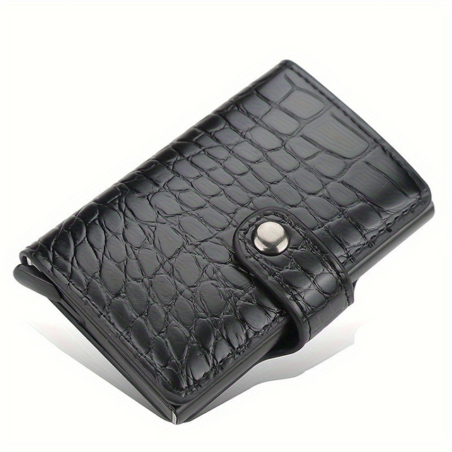Anti-Theft Crocodile Leather Pop-Up Card Holder