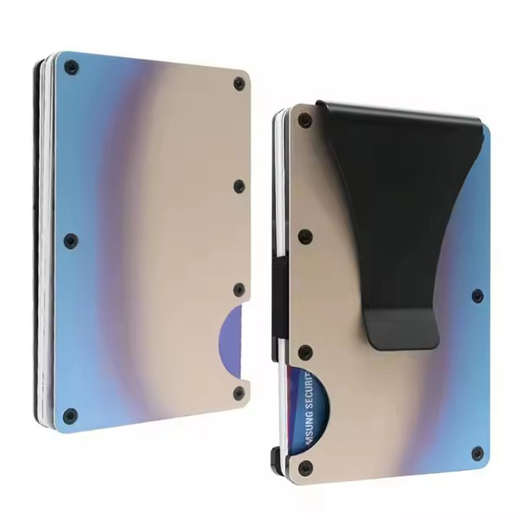 Durable Stonewash Titanium RFID Wallet with Clip (5)