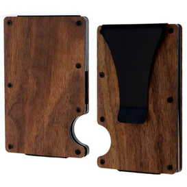 Minimalist Walnut Wood RFID Blocking Card Holder