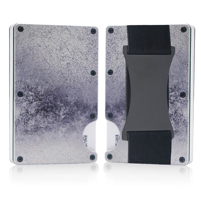 Durable Stonewash Titanium RFID Wallet with Clip