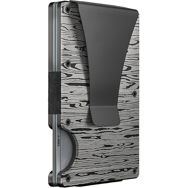 Burnt Damascus Steel RFID Cash Strap Wallet