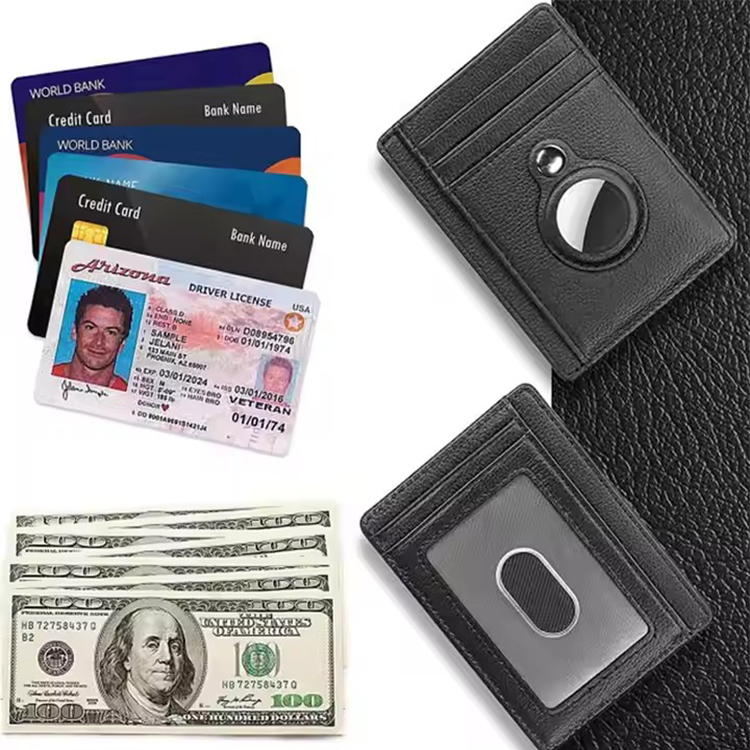 Leather RFID Blocking AirTag Tracking Wallet (8)