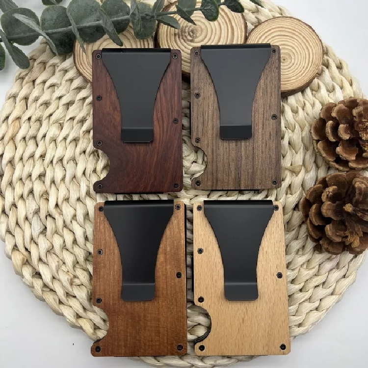 Minimalist Walnut Wood RFID Blocking Card Holder (4)