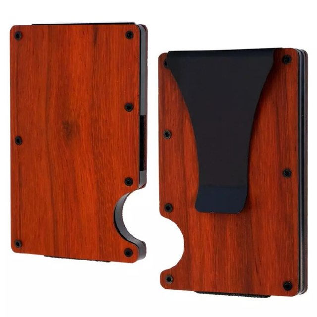 Minimalist Walnut Wood RFID Blocking Card Holder