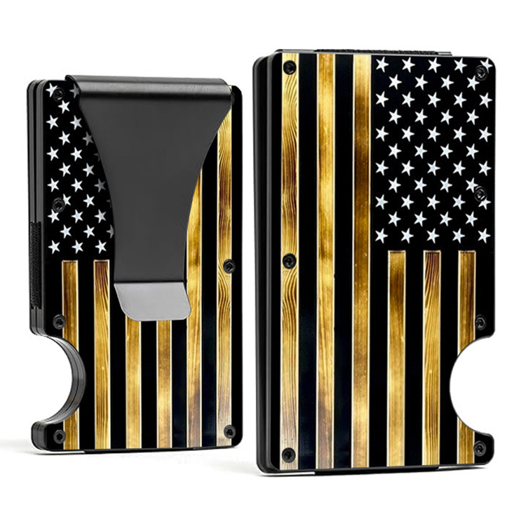 Minimalist American Flag Metal RFID Wallet