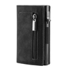 Pop-Up RFID Leather Magnetic Wallet with Zipper