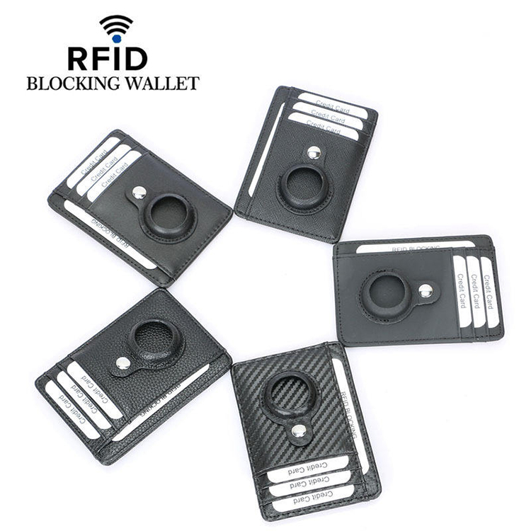 Leather RFID Blocking AirTag Tracking Wallet (7)