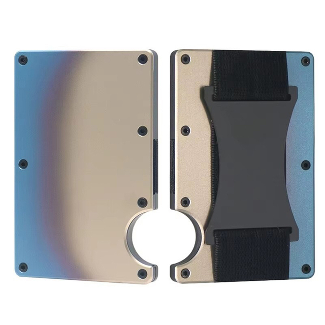 Durable Burnt Titanium RFID Wallet with Strap
