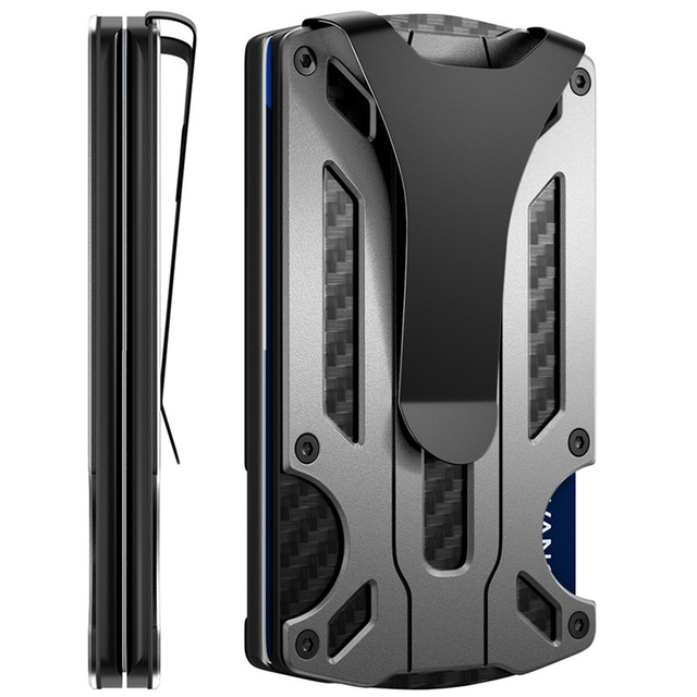 Slim Carbon Fiber RFID Metal Wallet Clip