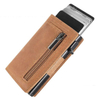 Pop-Up RFID Leather Magnetic Wallet with Zipper