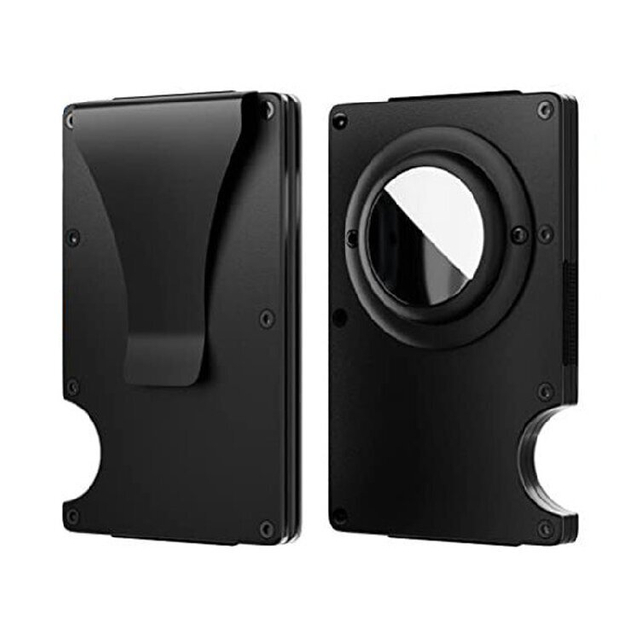 Slim Titanium RFID Wallet with Cash Clip AirTag