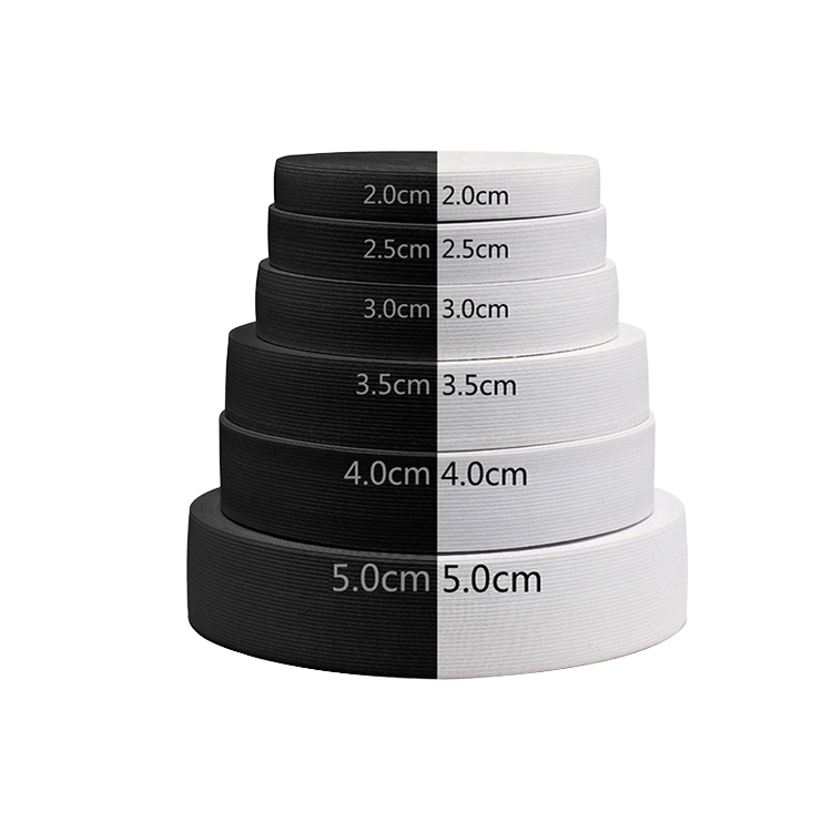 Polyester Latex Knitted Elastic Band 1-7cm | Black White