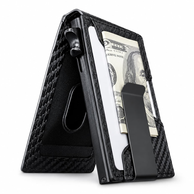 Carbon Fiber RFID Wallet | Ultralight Pop-Out Card Holder