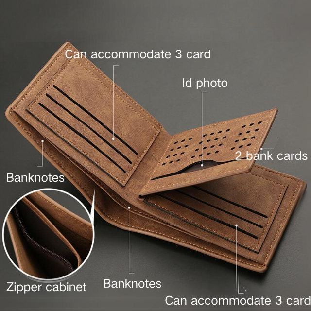 Leather Men's Short Wallet RFID Blocking - Daily