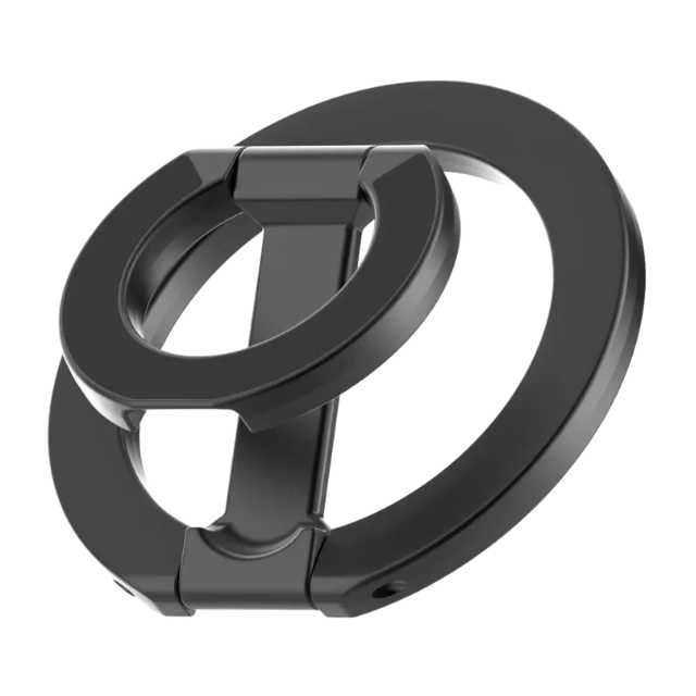 Dual-Sided 360&deg; Aluminum Alloy Smart Tracking Magnetic Phone Holder Foldable Finger Grip Kickstand Compatible IPad for Bed Use