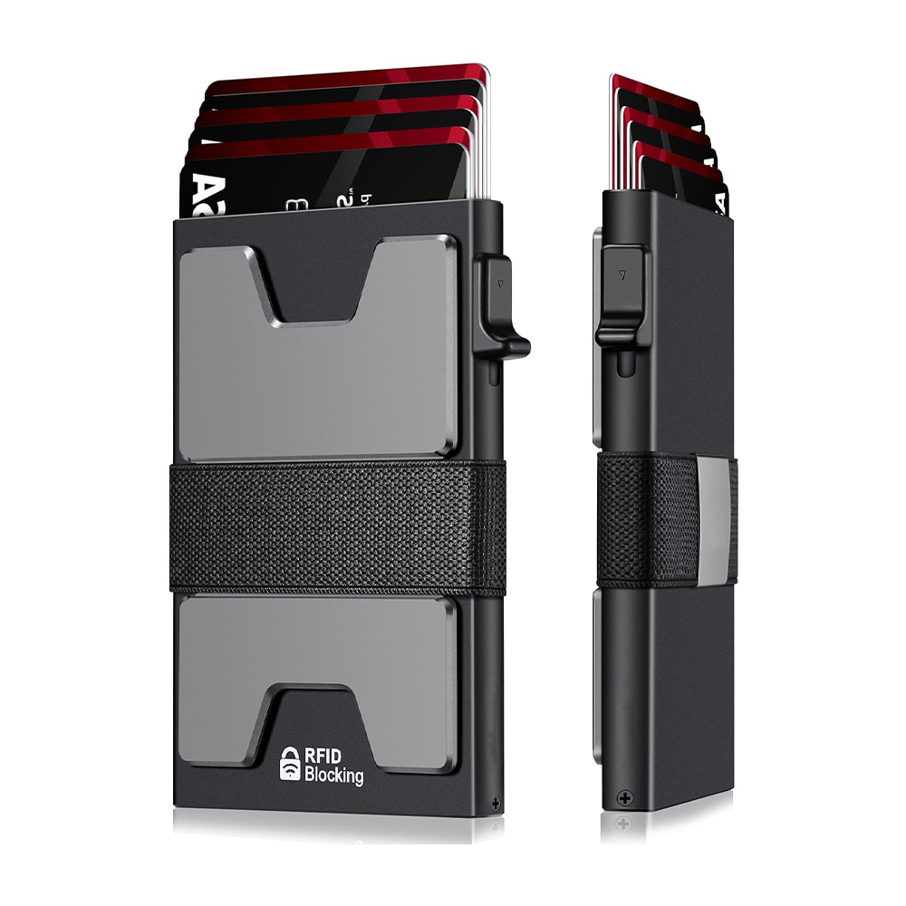 PU/Aluminum Card Holder Pop Up Wallet Slim