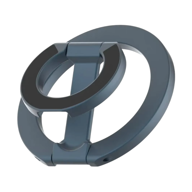 Dual-Sided 360&deg; Aluminum Alloy Smart Tracking Magnetic Phone Holder Foldable Finger Grip Kickstand Compatible IPad for Bed Use