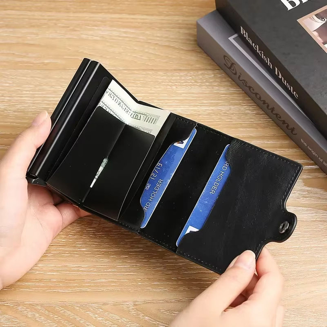 Carbon Fiber Pop-Up Card Holder | RFID Blocking Double