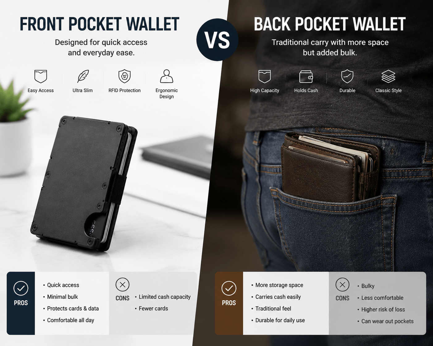 Front Pocket Wallet vs Back Pocket Wallet: B2B Manufacturing Guide | GSTAR