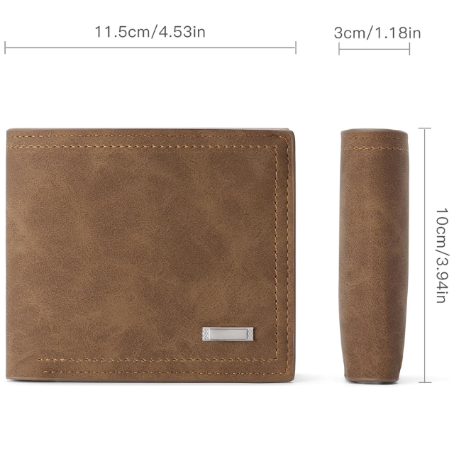PU Leather Bi-fold Wallet Slim Large Capacity - Men's Short