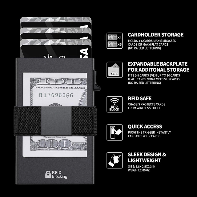 PU/Aluminum Card Holder Pop Up Wallet Slim