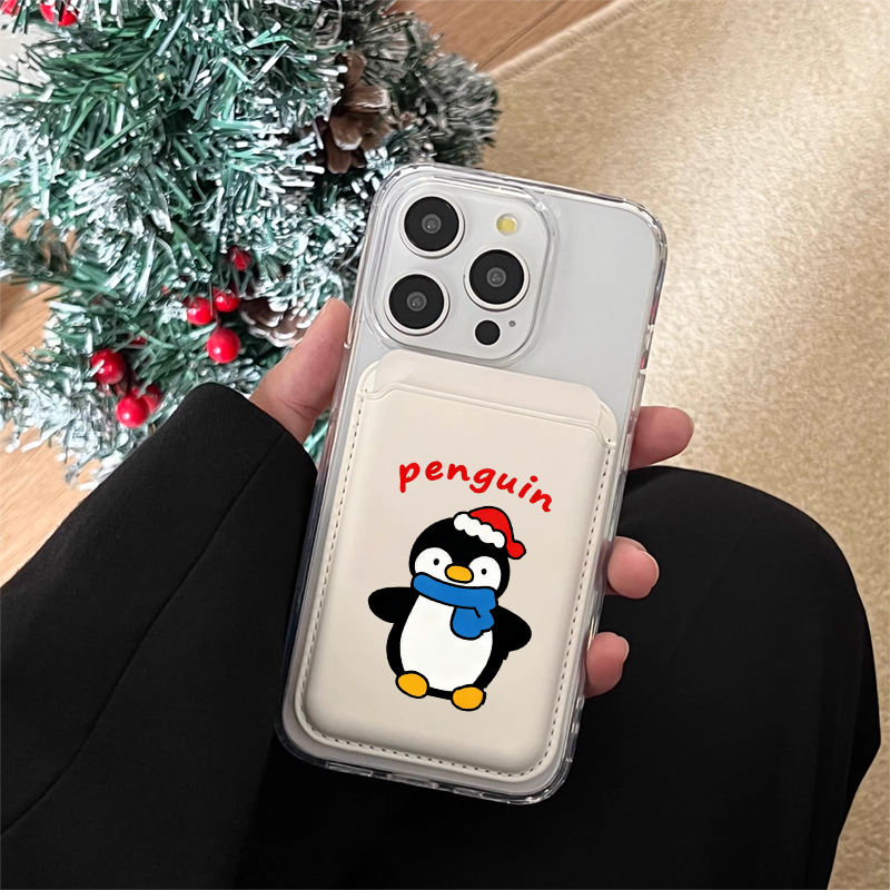PU iPhone Magnetic Card Holder - Cute Cartoon Design with