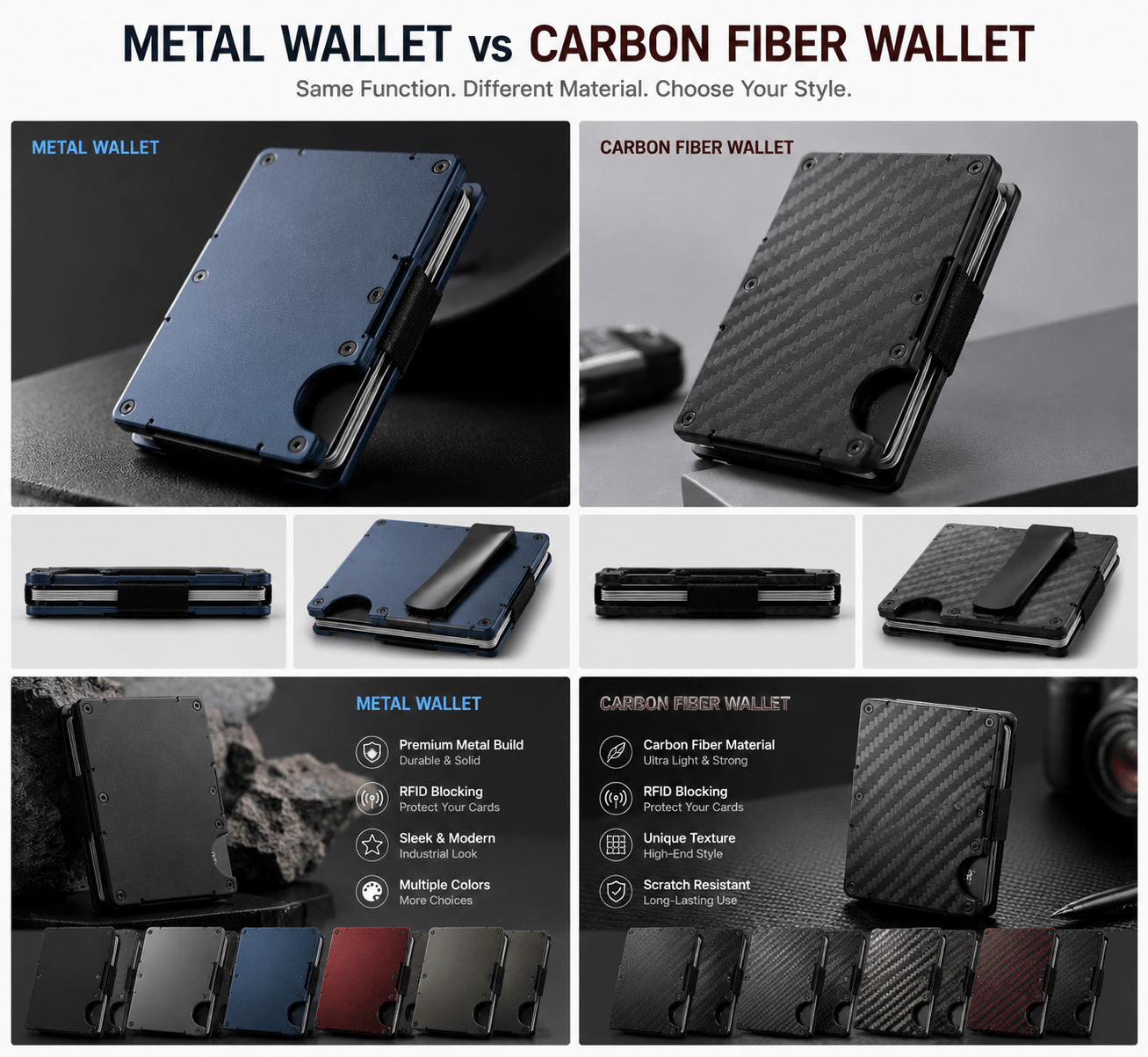 Metal Wallet vs Carbon Fiber Wallet – GSTAR OEM Manufacturer Comparison