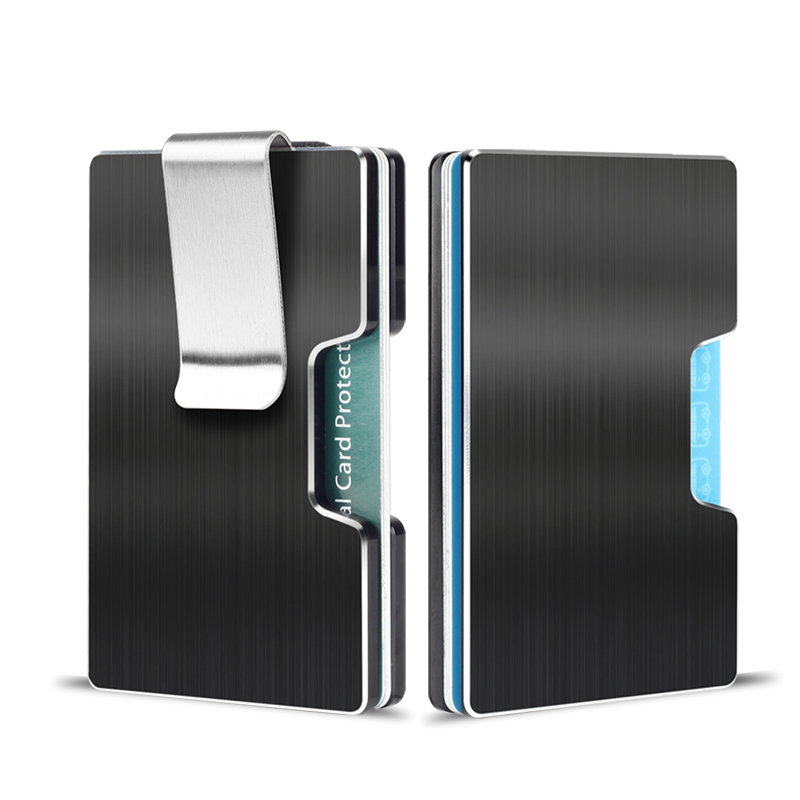 Aluminum Credit Card Holder with Money Clip - Slim Anti-Thef